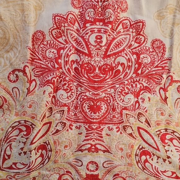 JM Collection Red and Cream Patterned Top - Picture 4 of 4